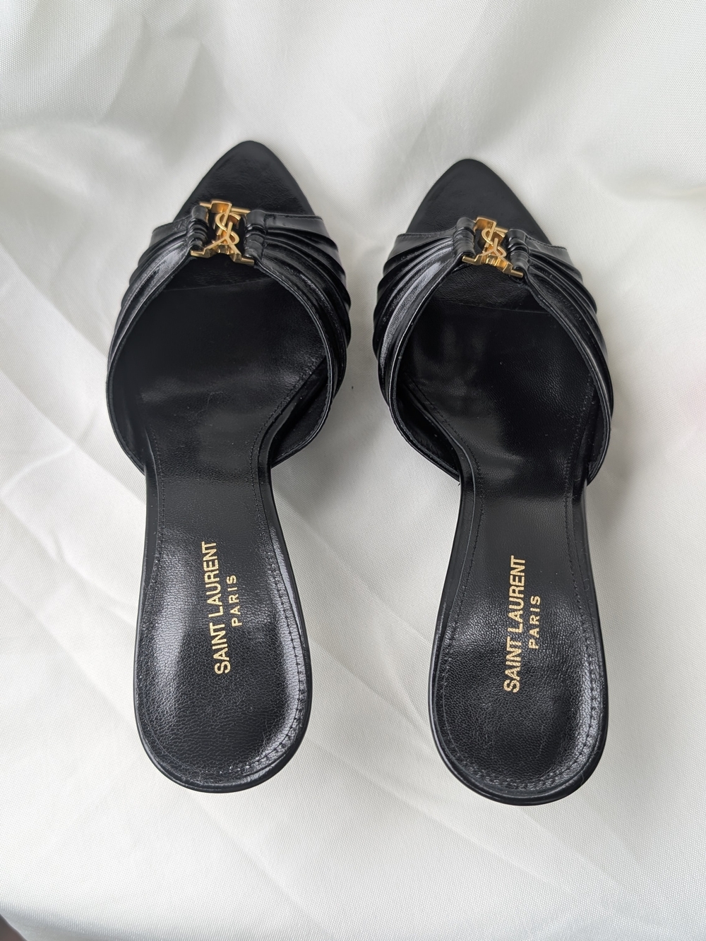 Saint Laurent Black Leather YSL Logo Slide Mule - Picture 7 of 16